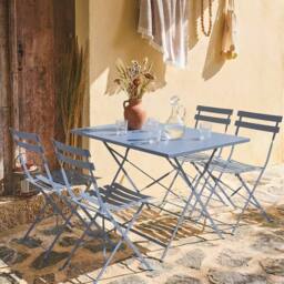 sweeek 4-seater Folding Metal Bistro Garden Table in Blue - thumbnail 6