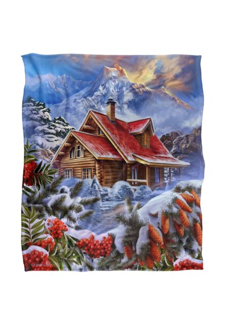 JQ Licensing En Winter Cabin Silky Touch Super Soft Throw Blanket 152 X 127 cm in White - image 1