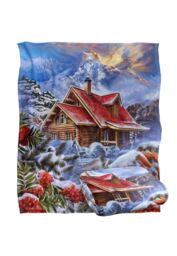 JQ Licensing En Winter Cabin Silky Touch Super Soft Throw Blanket 152 X 127 cm in White - thumbnail 2