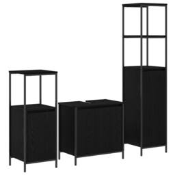 Berkfield Home 3 Piece Bathroom Furniture Set Black Oak Engineered Wood - thumbnail 2