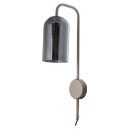 First Choice Lighting Victoria - Satin Nickel Plug in Wall Light with Glass Shade in Silver - thumbnail 1
