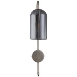 First Choice Lighting Victoria - Satin Nickel Plug in Wall Light with Glass Shade in Silver - thumbnail 2