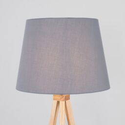ValueLights Barbro Light Wood Tripod Floor Light Lamp with XL Taper Shade in Grey - thumbnail 4