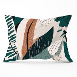 Warren Reed - Designer Autumn Tropical Leaves Green Brown Cushions - Size: 60 cm x 60 cm