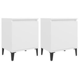 Berkfield Home Bed Cabinets with Metal Legs 2 pcs White 40x30x50 cm - Size: 40 x 30 x 50 cm - thumbnail 2