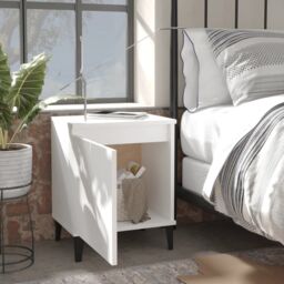 Berkfield Home Bed Cabinets with Metal Legs 2 pcs White 40x30x50 cm - Size: 40 x 30 x 50 cm - thumbnail 3