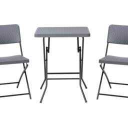 Wyld and Coco Bistro Set Grey - Foldable Weatherproof Table and 2 Chairs - thumbnail 2