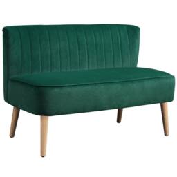 HOMCOM 117cm Loveseat Sofa 2 Seater Sofa with Padded Seat, Dark Green - thumbnail 2