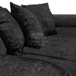 Furnishings For Less UK Monaco Chenille Fabric Long 4 Seater Sofa Scatter Back Curved Arm in Black - thumbnail 8