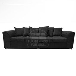 Furnishings For Less UK Monaco Chenille Fabric Long 4 Seater Sofa Scatter Back Curved Arm in Black - thumbnail 6
