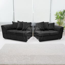 Furnishings For Less UK Monaco Chenille Fabric Long 4 Seater Sofa Scatter Back Curved Arm in Black - thumbnail 3