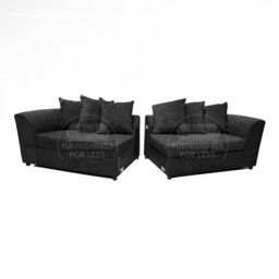 Furnishings For Less UK Monaco Chenille Fabric Long 4 Seater Sofa Scatter Back Curved Arm in Black - thumbnail 2