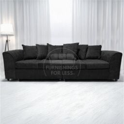 Furnishings For Less UK Monaco Chenille Fabric Long 4 Seater Sofa Scatter Back Curved Arm in Black - thumbnail 7