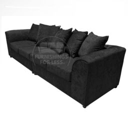 Furnishings For Less UK Monaco Chenille Fabric Long 4 Seater Sofa Scatter Back Curved Arm in Black - thumbnail 5