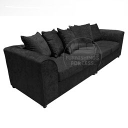 Furnishings For Less UK Monaco Chenille Fabric Long 4 Seater Sofa Scatter Back Curved Arm in Black - thumbnail 4
