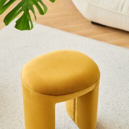 Nordlys Beige Velvet Lounge Pouf in Yellow - thumbnail 7