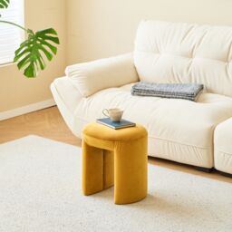 Nordlys Beige Velvet Lounge Pouf in Yellow - thumbnail 9
