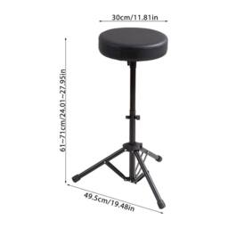 KORVIXA Portable Adjustable Drum Stool Throne Round Seat in Black - Size: 100 cm - thumbnail 2