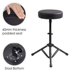 KORVIXA Portable Adjustable Drum Stool Throne Round Seat in Black - Size: 100 cm - thumbnail 4