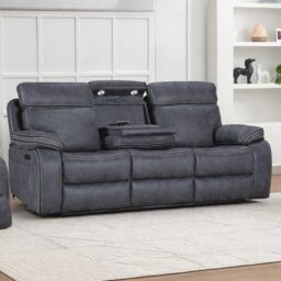 Furnishings For Less UK Tokyo Grey Leatheraire Power 3 Seater Sofa Electric Recliner USB