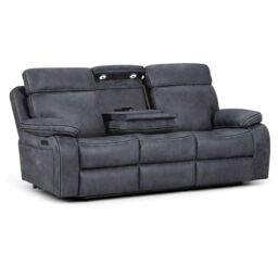 Furnishings For Less UK Tokyo Grey Leatheraire Power 3 Seater Sofa Electric Recliner USB - thumbnail 2