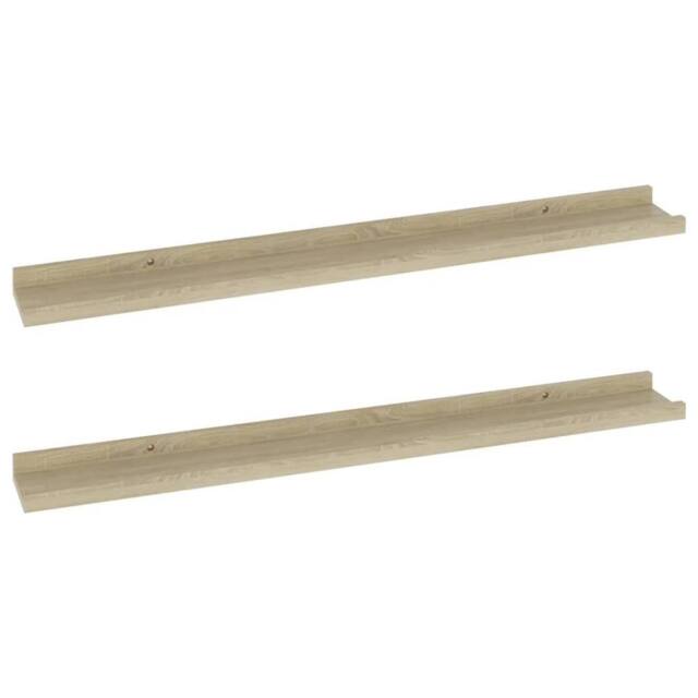Berkfield Home Wall Shelves 2 pcs Sonoma Oak 80x9x3 cm in Light Tan - Size: 80 x 9 x 3 cm - image 1