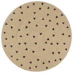 Berkfield Home Handmade Rug Jute with Triangle Print 120 cm in Black - Size: 100 cm diameter - thumbnail 1