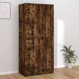 Berkfield Home Wardrobe Smoked Oak 90x50x200 cm Engineered Wood in Brown - Size: 90 x 50 x 200 cm - thumbnail 2