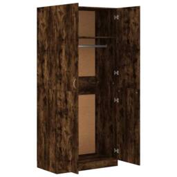 Berkfield Home Wardrobe Smoked Oak 90x50x200 cm Engineered Wood in Brown - Size: 90 x 50 x 200 cm - thumbnail 5