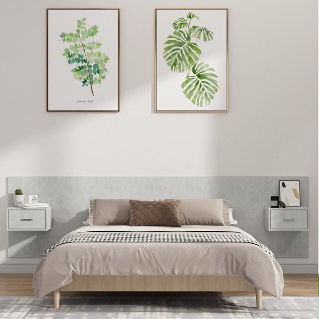 Berkfield Home Bed Headboard with Cabinets Concrete Grey Engineered Wood - image 1