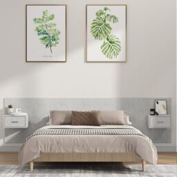 Berkfield Home Bed Headboard with Cabinets Concrete Grey Engineered Wood