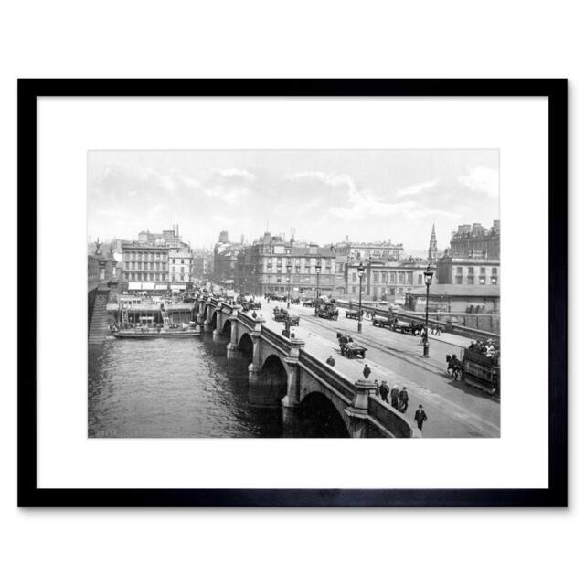 "Artery8 Vintage Photo Glasgow Bridge Scotland 12x16"" Framed Art Print in Grey - Size: W12"" x H16""" - image 1