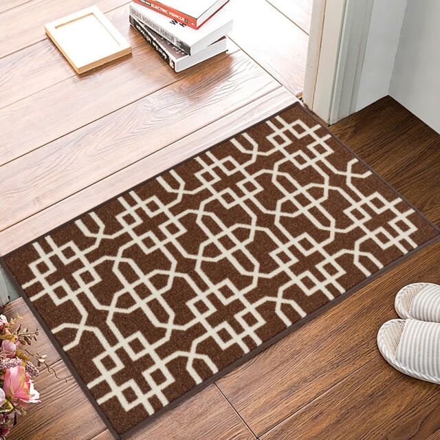 Smart Living Siam Heavy Duty Machine Washable Hallway Kitchen Non Slip Door Mat in Dark Brown - Size: 40 cm x 60 cm - image 1