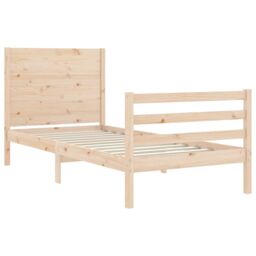Berkfield Home Bed Frame with Headboard Small Single Solid Wood in Brown - thumbnail 5