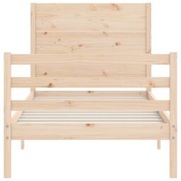 Berkfield Home Bed Frame with Headboard Small Single Solid Wood in Brown - thumbnail 6