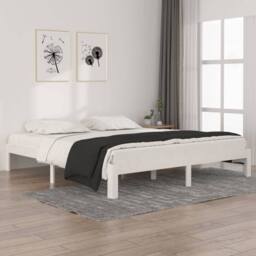 Berkfield Home Beautiful Bed Frame White Solid Wood 180x200 cm Super King Size - thumbnail 2