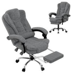 Gartistgo Executive High Back Office Chair - Ergonomic Fabric Swivel Recliner in Mid Grey - thumbnail 1