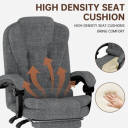 Gartistgo Executive High Back Office Chair - Ergonomic Fabric Swivel Recliner in Mid Grey - thumbnail 5