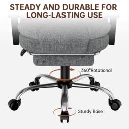 Gartistgo Executive High Back Office Chair - Ergonomic Fabric Swivel Recliner in Mid Grey - thumbnail 6