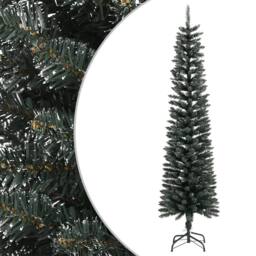 Berkfield Home Beautiful Artificial Slim Christmas Tree with Stand Green 210 cm PVC - thumbnail 2