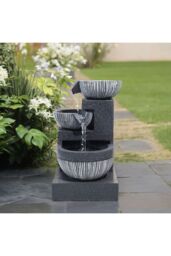 Garden Sanctuary 3-Tier Bowl-Shaped Garden Water Fountain Rockery Decoration in Natural - thumbnail 2
