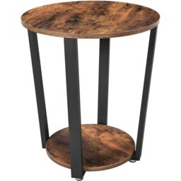 VASAGLE Round Side Table Steel Frame End Table Industrial Living Room in Brown - thumbnail 7
