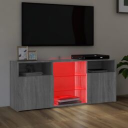 Berkfield Home TV Cabinet with LED Lights Grey Sonoma 120x30x50 cm - Size: 120 x 30 x 50 cm - thumbnail 3