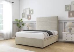 "Sloomy Texas Plush Divan Bed Base No Drawers - 54"" Headboard in Cream - Size: Small Single" - thumbnail 3