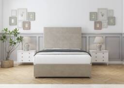 "Sloomy Texas Plush Divan Bed Base No Drawers - 54"" Headboard in Cream - Size: Small Single" - thumbnail 2