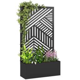 OUTSUNNY Metal Garden Bed for Garden with Trellis, Raised Garden Bed in Black - thumbnail 2