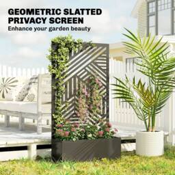 OUTSUNNY Metal Garden Bed for Garden with Trellis, Raised Garden Bed in Black - thumbnail 6