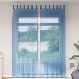 Berkfield Home Voile Curtains with Rod Pockets 2 pcs Royal Blue - thumbnail 1