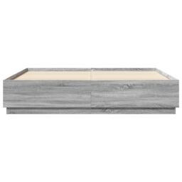Berkfield Home Bed Frame with LED without Mattress Grey Sonoma 200x200 cm - thumbnail 6