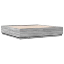 Berkfield Home Bed Frame with LED without Mattress Grey Sonoma 200x200 cm - thumbnail 3